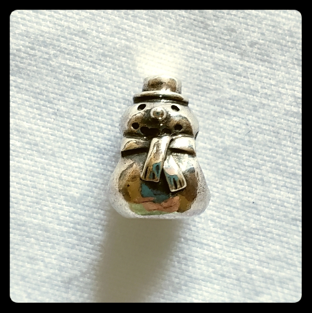 Like New Sterling Pandora Retired Snowman Charm
